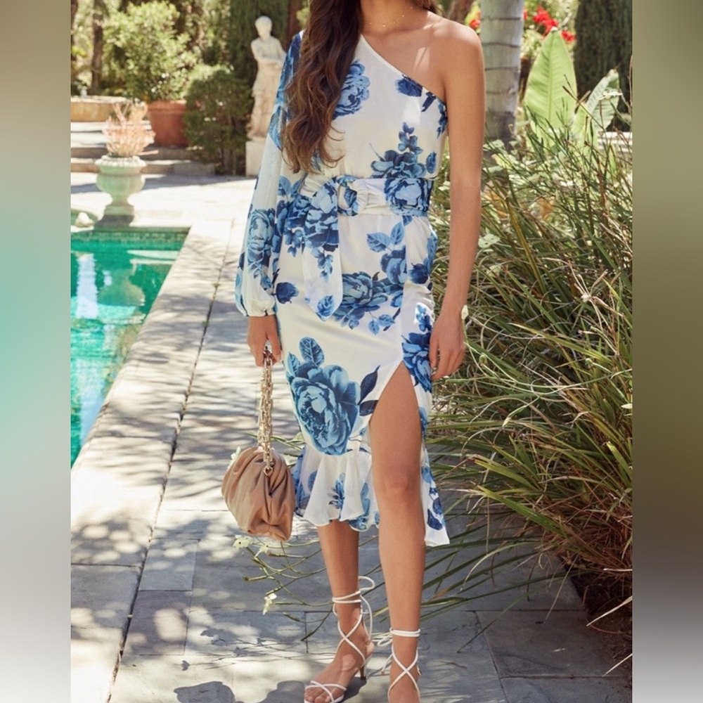 VICI One Shoulder Floral Midi Dress